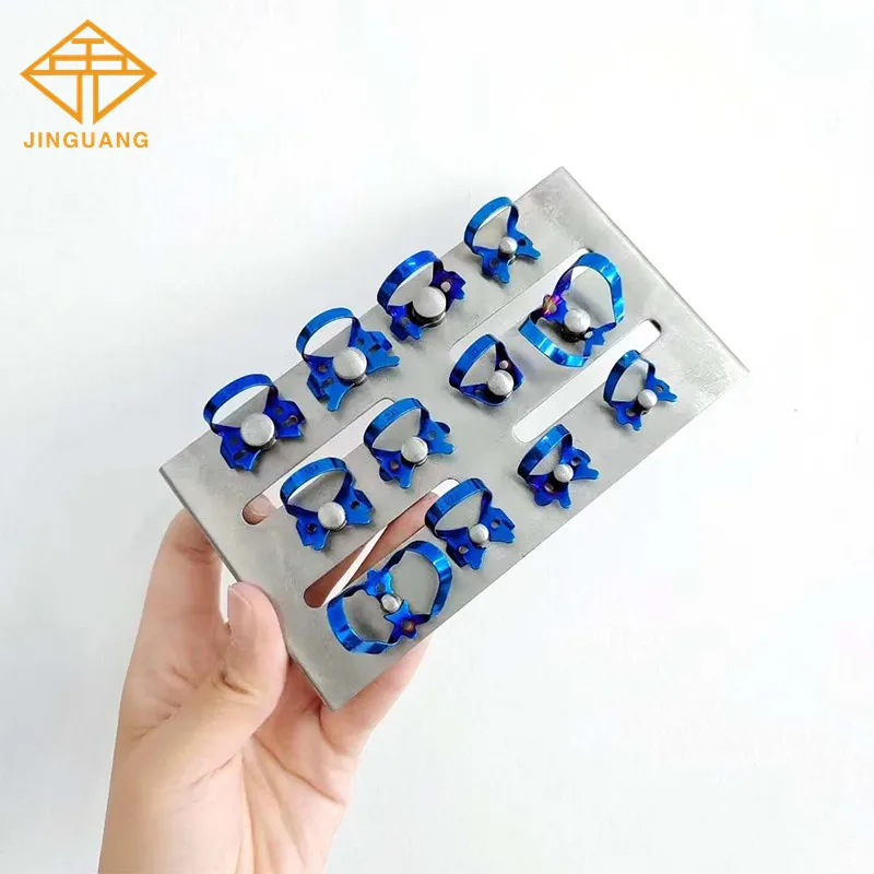 12 Pcs Stainless Steel Dental Rubber Dam Clamps and Tray Set Restorative Barrier Clip Holder Tray Holder Dentist Tools