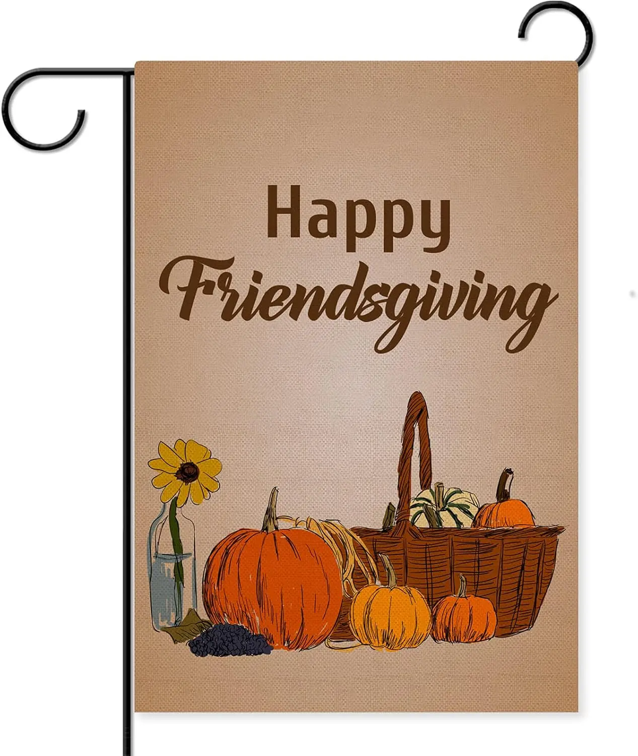 Vohado Happy Friendsgiving Garden Flag Thanksgiving Pumpkin Decoration Vertical Double Sided Front Yard Home Decor