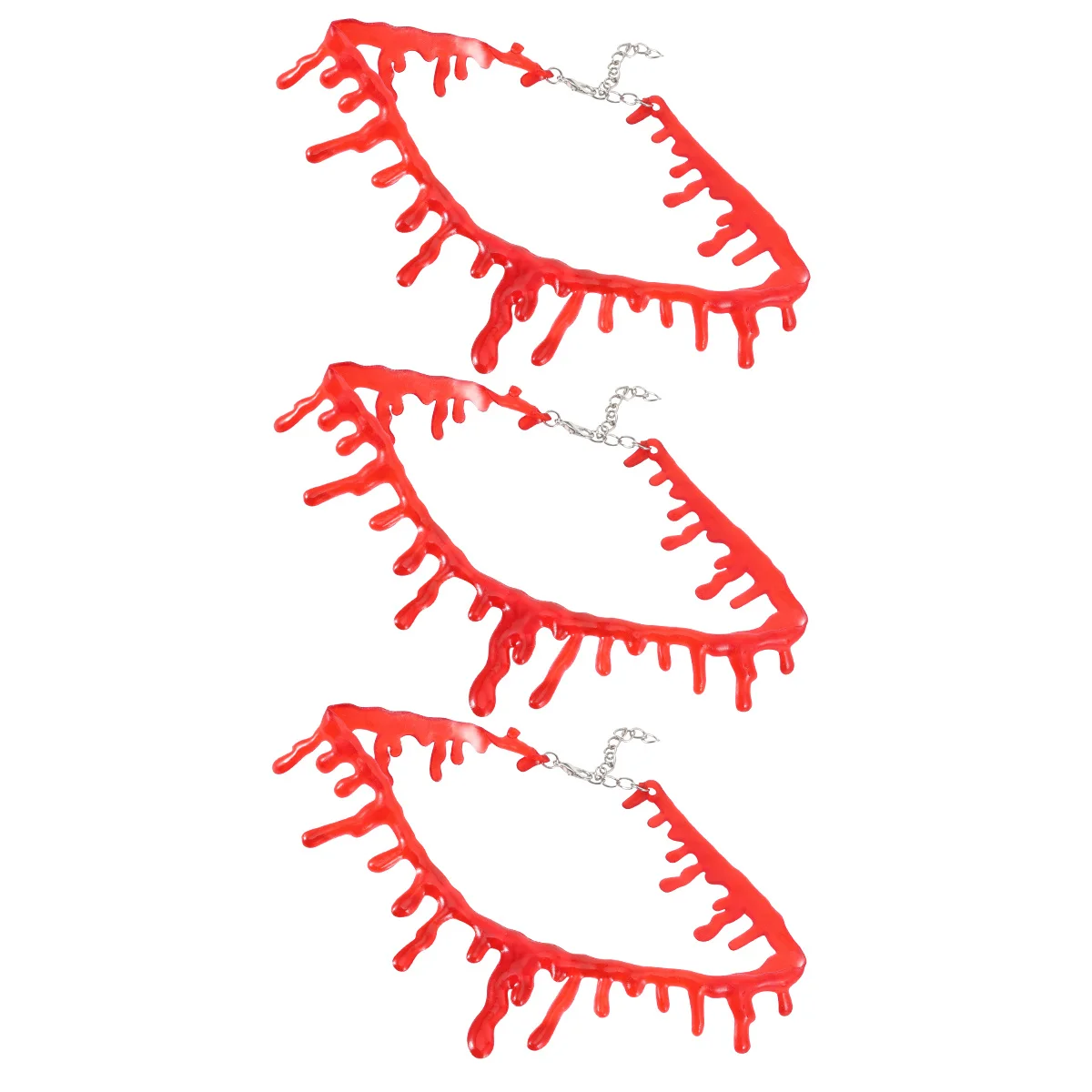 

3pcs Blood Stain Scar Necklace Realistic Fake Scars Props For Halloween Party Costume Dress Up Scary Jewelry Red