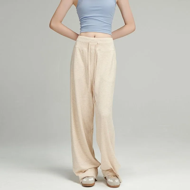 Autumn Winter Korean Style Loose Knitted Pants Wide Leg Loose Shaking Floor Mopping for Women