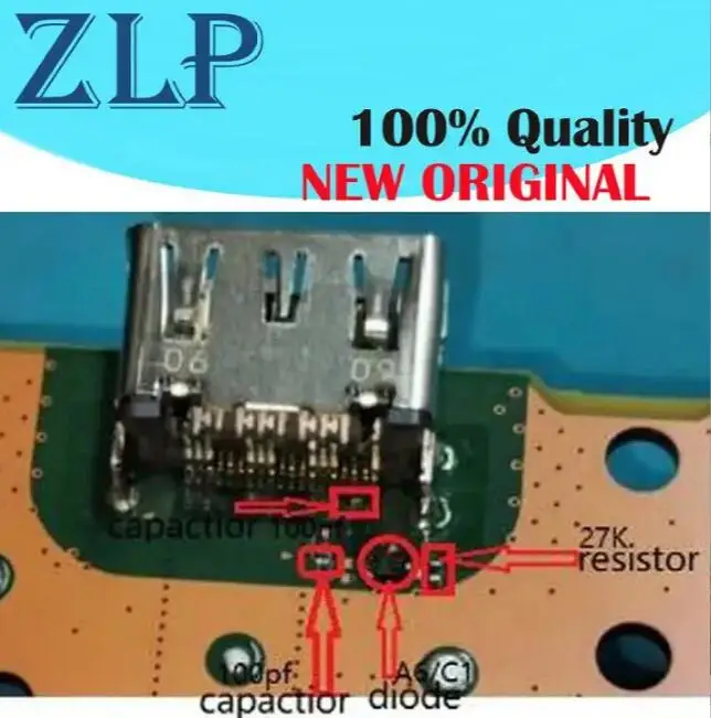 For PlayStation 5 PS5 Near-HDMI Port TOP Front Side C1 Diode, 27K Resistor,100PF 100NF Capacitor