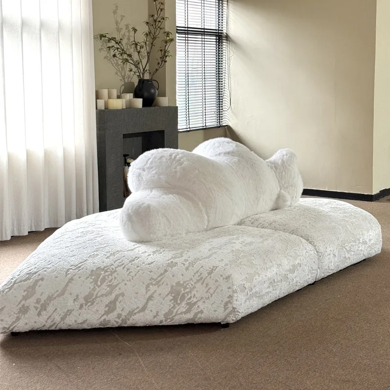 Sofa villa large flat horizontal hall living room fabric double-sided seat