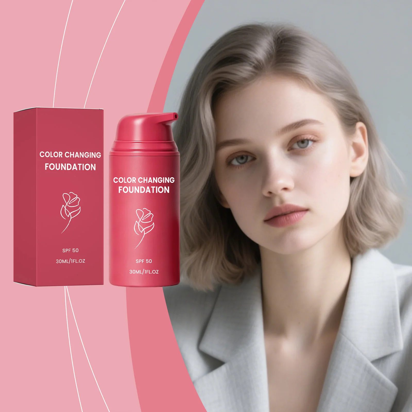 Korean Color Changing Foundation Invisible Pores Natural Flawless Coverage Long-Lasting Even Skin Tone Moisturizing Foundation
