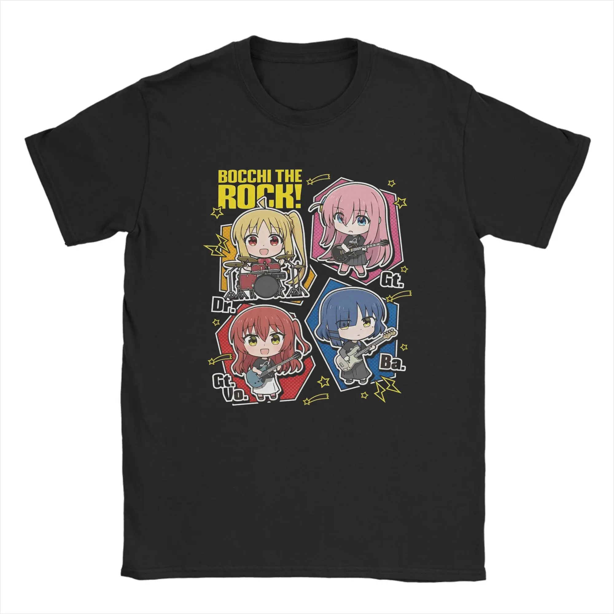 تي شيرت Vintage Bocchi The Rock Kessoku Band للرجال بياقة دائرية من القطن تي شيرت قصير الأكمام تي شيرت ملابس فريدة من نوعها