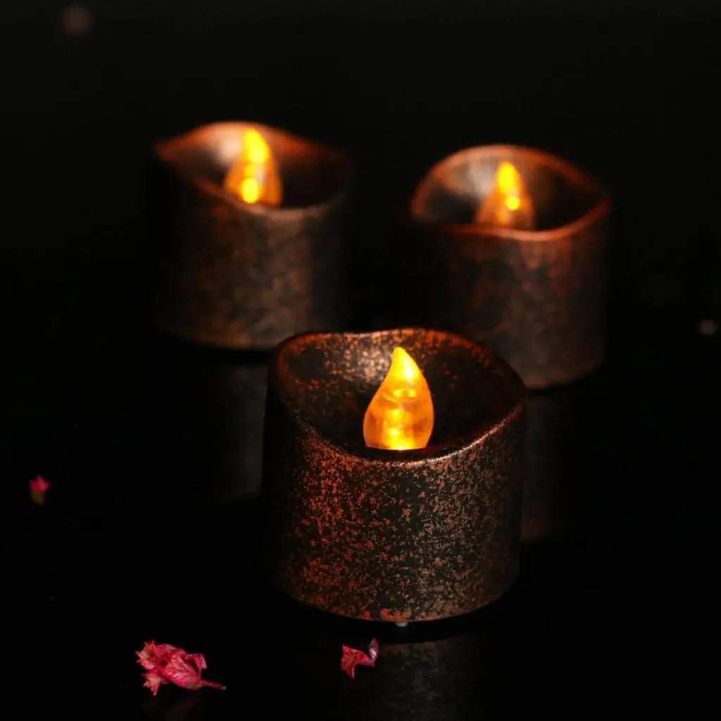 2/3/5 Flameless LED Candle Flickering Tea Light Candle for Wedding Decor Black