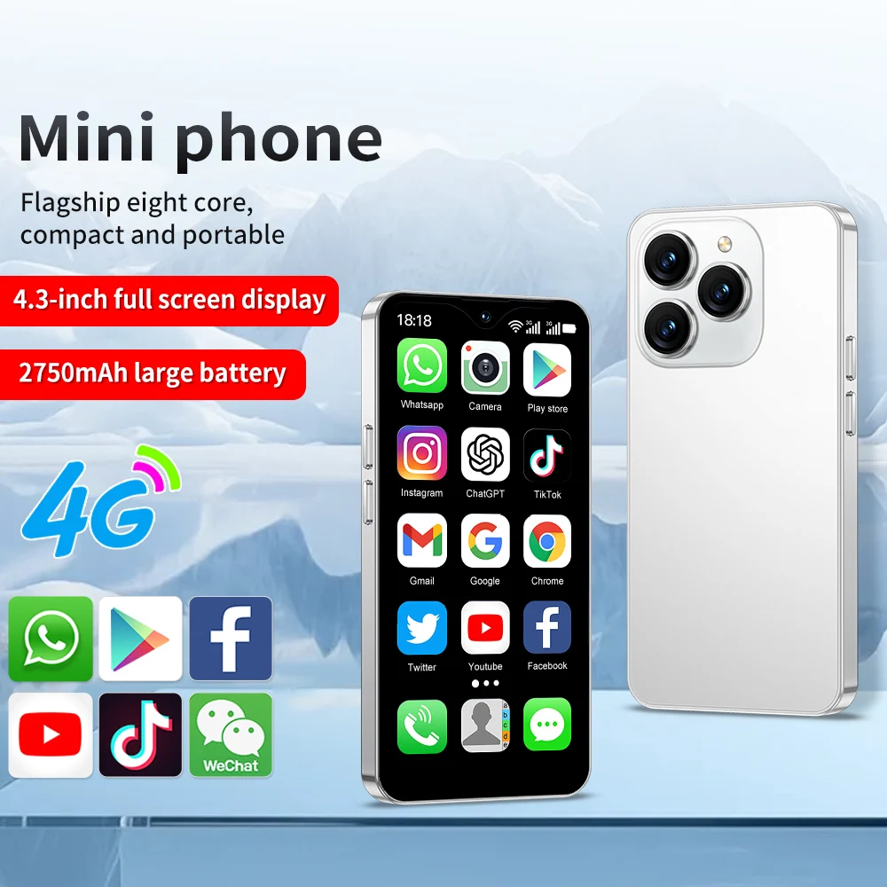 Mini teléfono inteligente SERVO 17SE, sistema Android, pantalla de 4,3 pulgadas, OTG, WiFi, 16GB de ROM, SIM Dual, Play Store, 4G