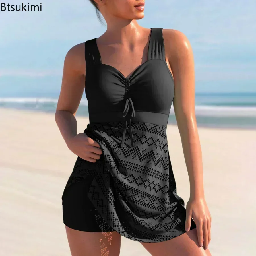 2025 baju renang Bikini sambungan berongga seksi pakaian renang wanita dua potong Set Tankini Brasil pakaian pantai wanita pakaian mandi S-4XL