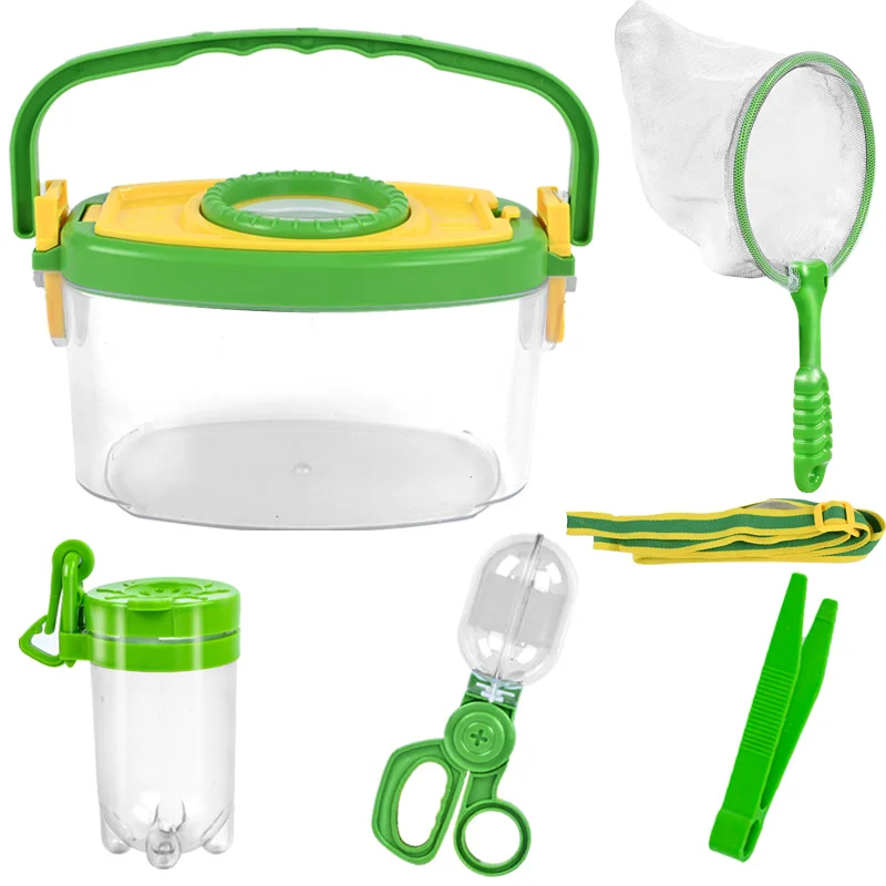 Kids Outdoor Nature Exploration Toys Set Insect Collector Fishing Net Telescope Student Kindergarten Exploring Learning Tools