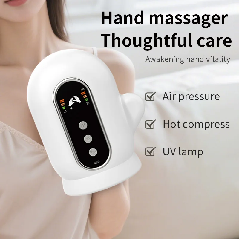 Hand Massager with Airbag Compression Electric Wrist Palm Finger Massage Machine with UV Automatic Cleaning Awaken Hand Vitality