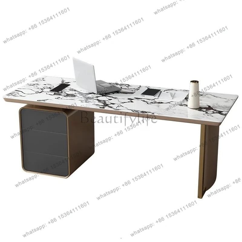 

Light luxury desk high sense modern simple style office computer desk rock slab