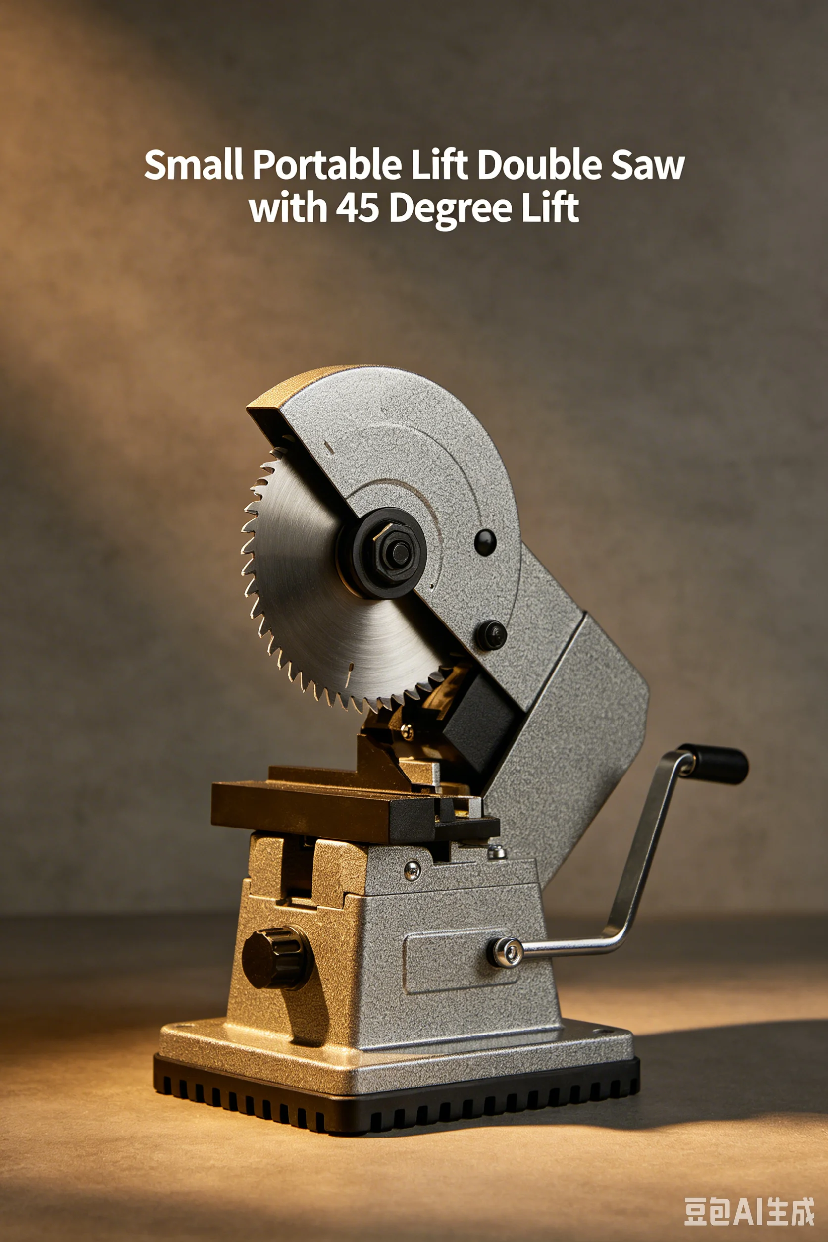 45° Liftable Double Blade Table Saw, Small Portable Woodworking Saw with Dust Collection, Precision Cutting Machine for Carpentr