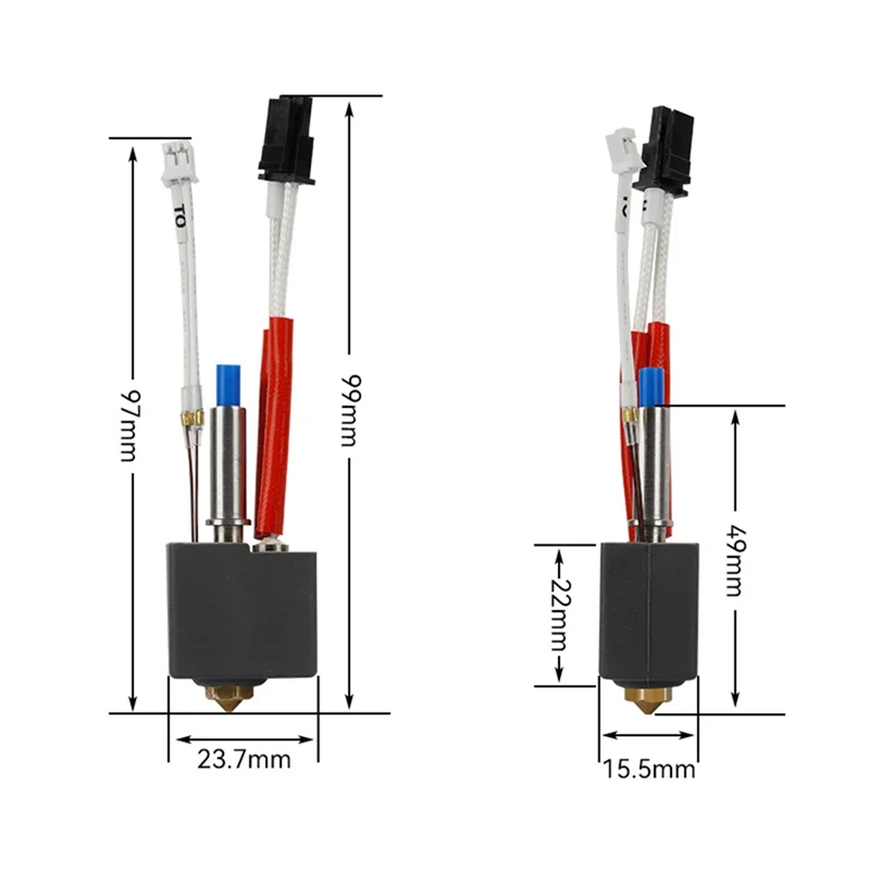 Kit Hotend AEE7-24V 60W, gorge chauffante à thermistance pour extrudeuse Kingroon KP3S V1, Kit d'extrémité chaude, buse en laiton de 0.4Mm