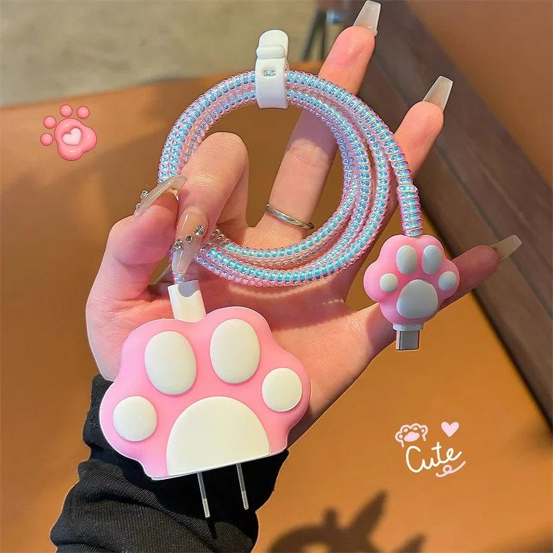 New High Quality Cartoon Sanrio Hello Kitty Charger Data Cable Case Protector and Winding Kit for Apple 18W 20W Charger Adapter