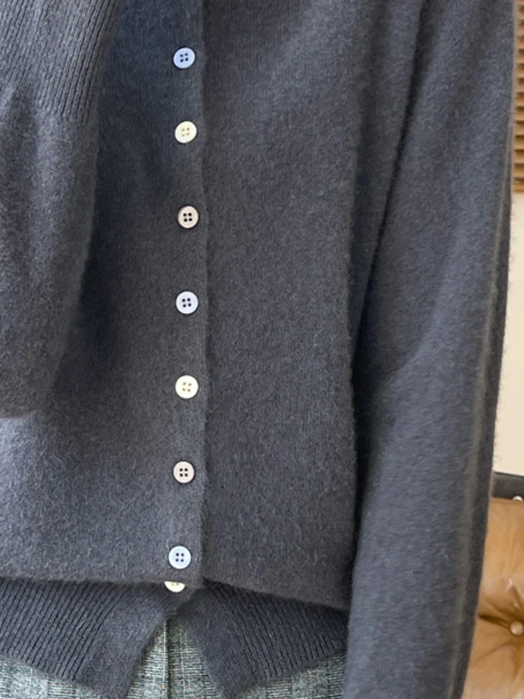 

TLOML 2025 Autumn Winter Women's O-Neck Buttons Cardigan Long Sleeve Cashmere Sweater 100% Merino Wool Knitwear Female Soft Tops