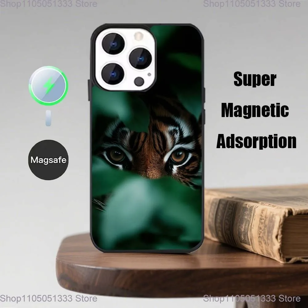 حافظة هاتف على شكل أسد النمر لهاتف آيفون 17,16,15,14,13,12,11,Pro,Max,Plus,Mini,Magsafe,حافظة شحن لاسلكية مغناطيسية