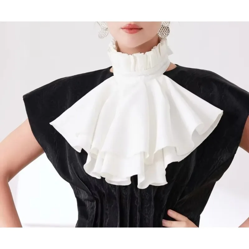 Cotton Jabot Tie Lace Ruffle False Collar Neck Tie Women Men Ruff Faux Collar Victorian Costume Accessory Detachable Cravat