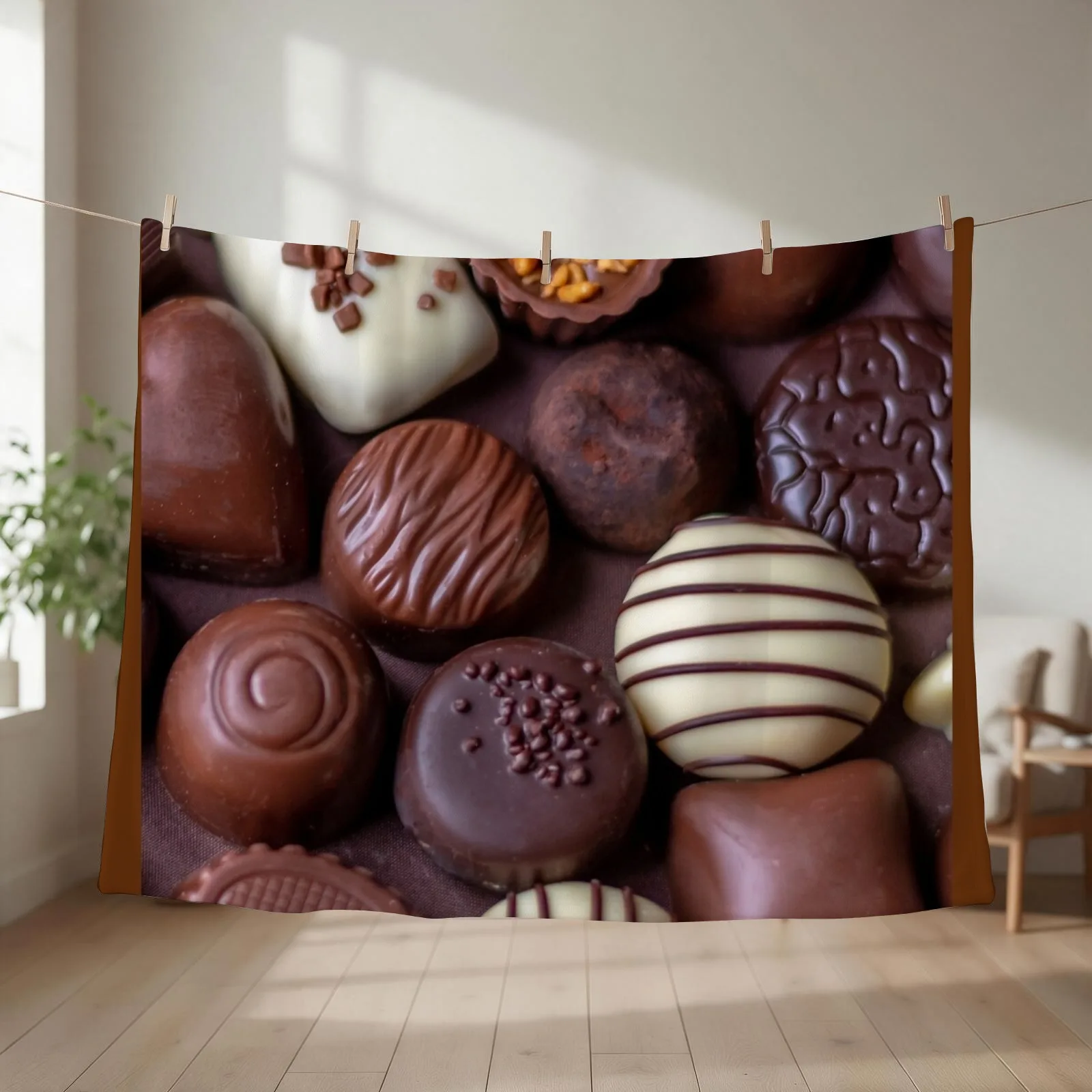 Assortment of fancy chocolates Throw Blanket couch cozy soft plush fuzzy picnic outdoor blanket