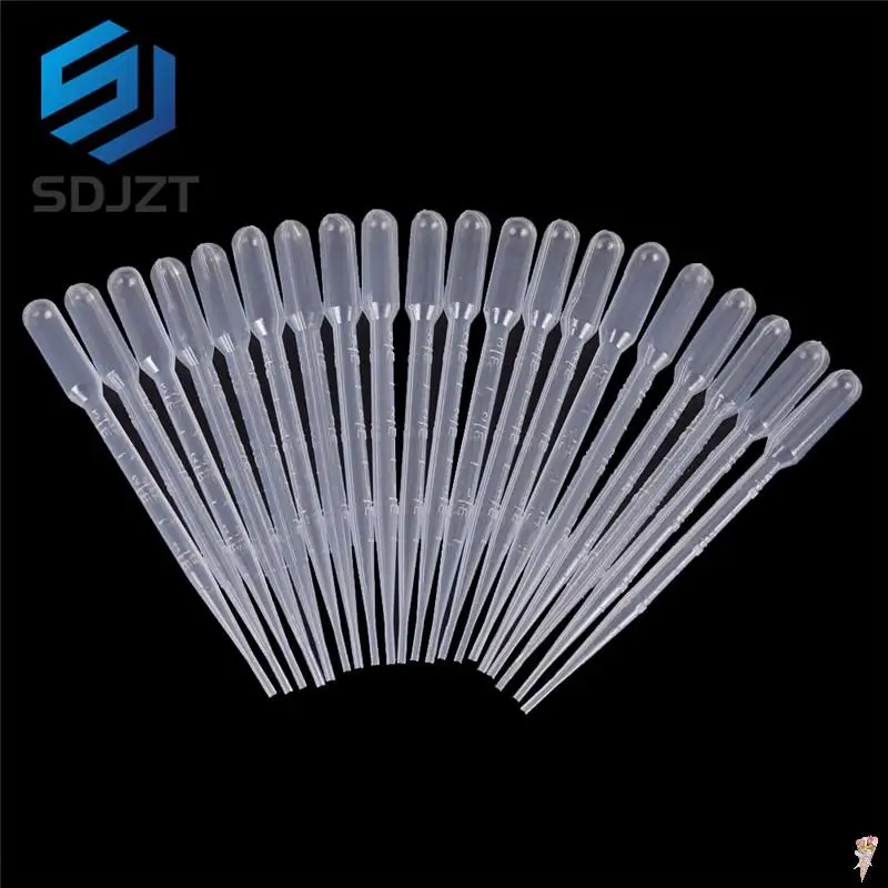 20PCS 3ml Practical Transparent Pipettes Disposable safe Plastic Eye Dropper Transfer Graduated Pipettes Educational Supplies