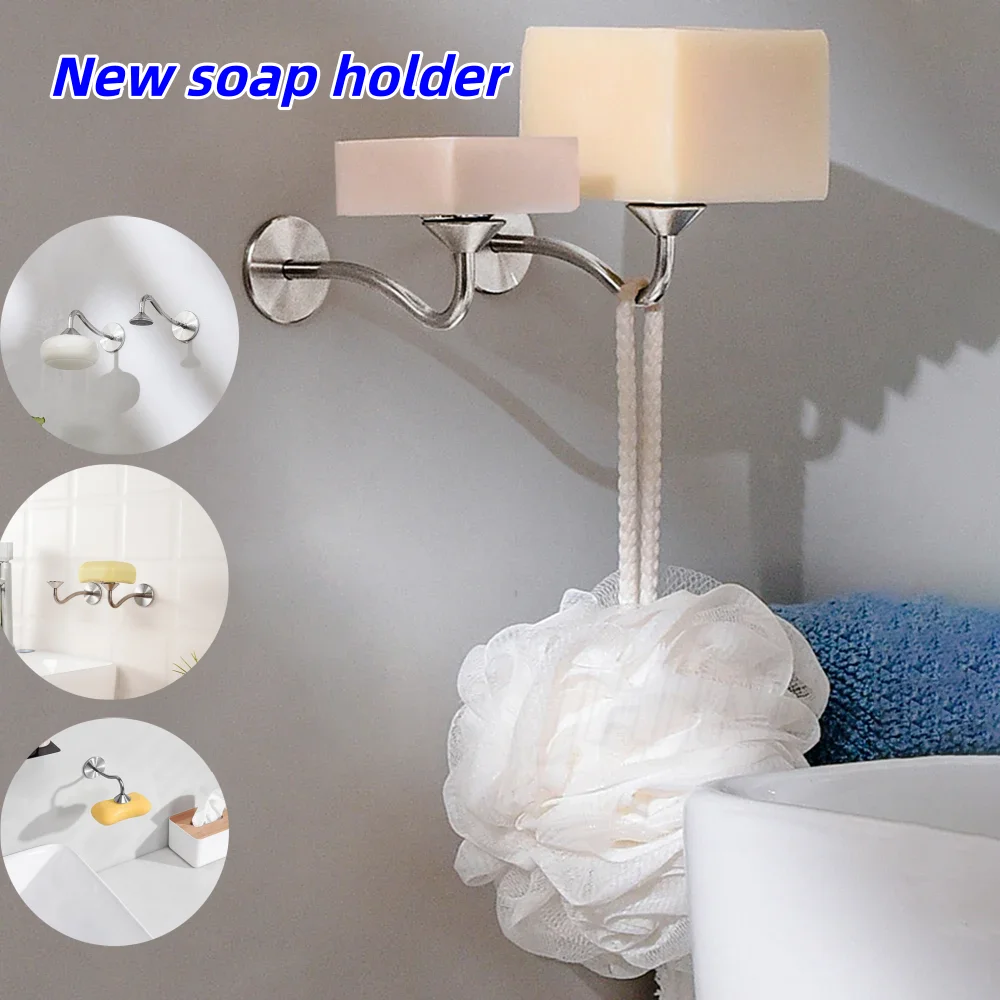 1 Piece Stainless Steel Magnetic Soap Rack, Multi-Functional Wall-Mounted Self-Drainage, For Bathroom, Kitchen, Shower Room