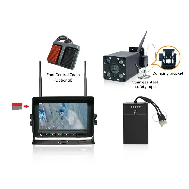 

Zoom Wireless Blind Spot Detection Camera System With Foot Pedal for Tower Crane
