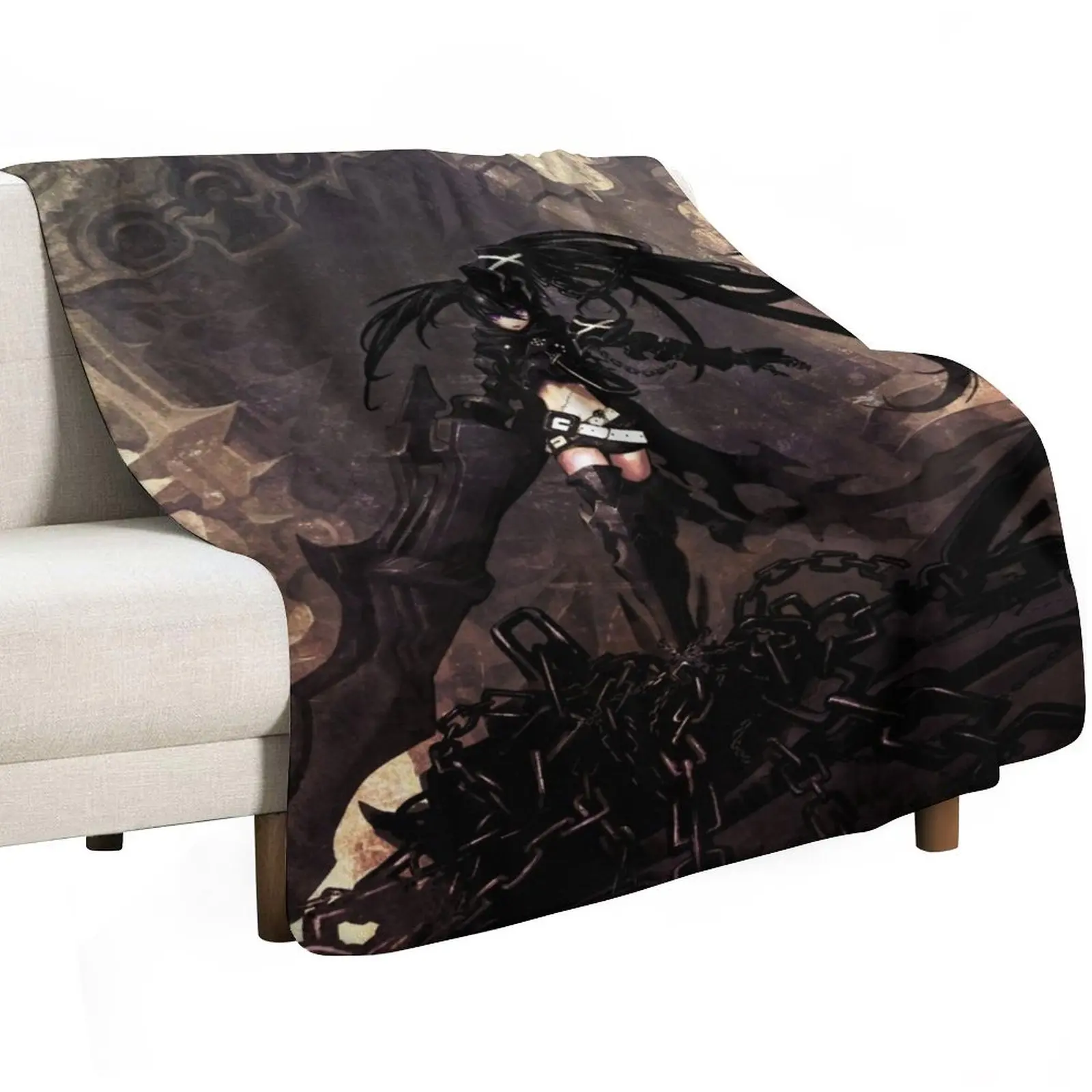 Black rock shooter Throw Blanket Bed linens for sofa Custom Shaggy Thermals For Travel Fashion Sofas Blankets