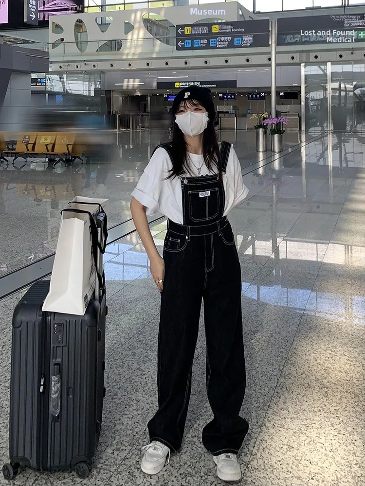 

plus Size Women's Denim Overalls High Waist Straight Leg Spring Autumn New Sle Loose Slimming Versatile Wide Leg Jumpsuit