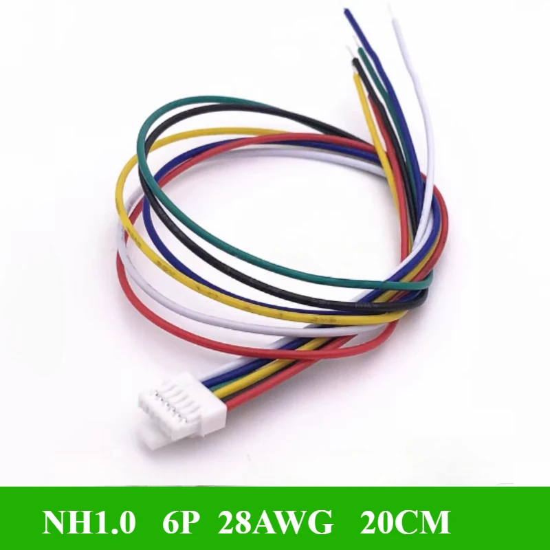 20/50Pcs NH 1.0mm Pitch Single head with Lock Buckle Connector 2P/3P/4P/5P/6P Terminal Wire Length 20cm 28AWG Electronic Wire