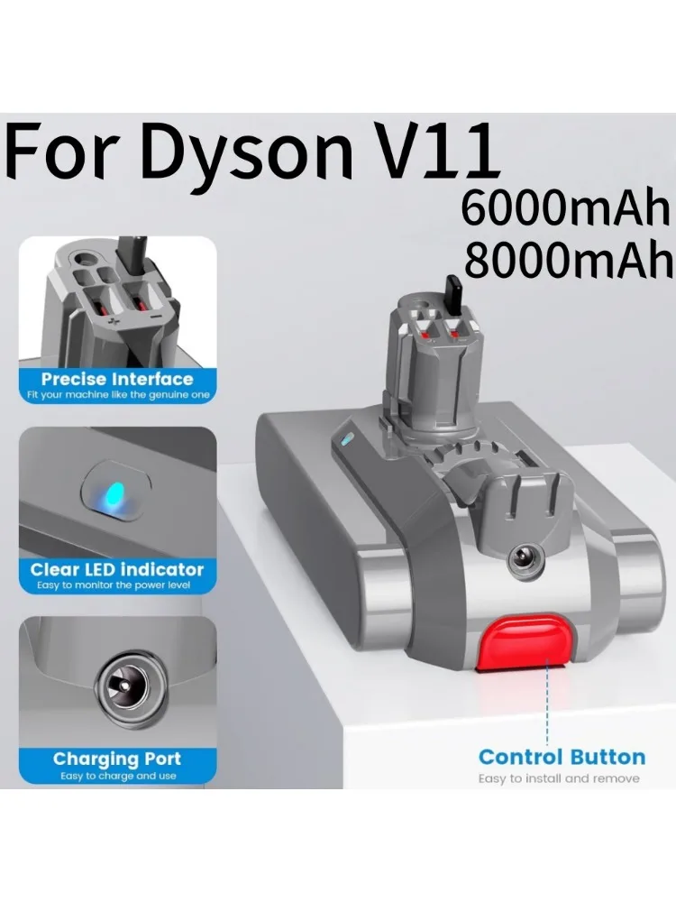 Akumulator 25.2V 6000mAh/8000mAh do odkurzacza Dyson V11 SV15 SV16 SV17 SV18 SV22, zamiennik, wersja z klamrą. — zdjęcie produktu 7