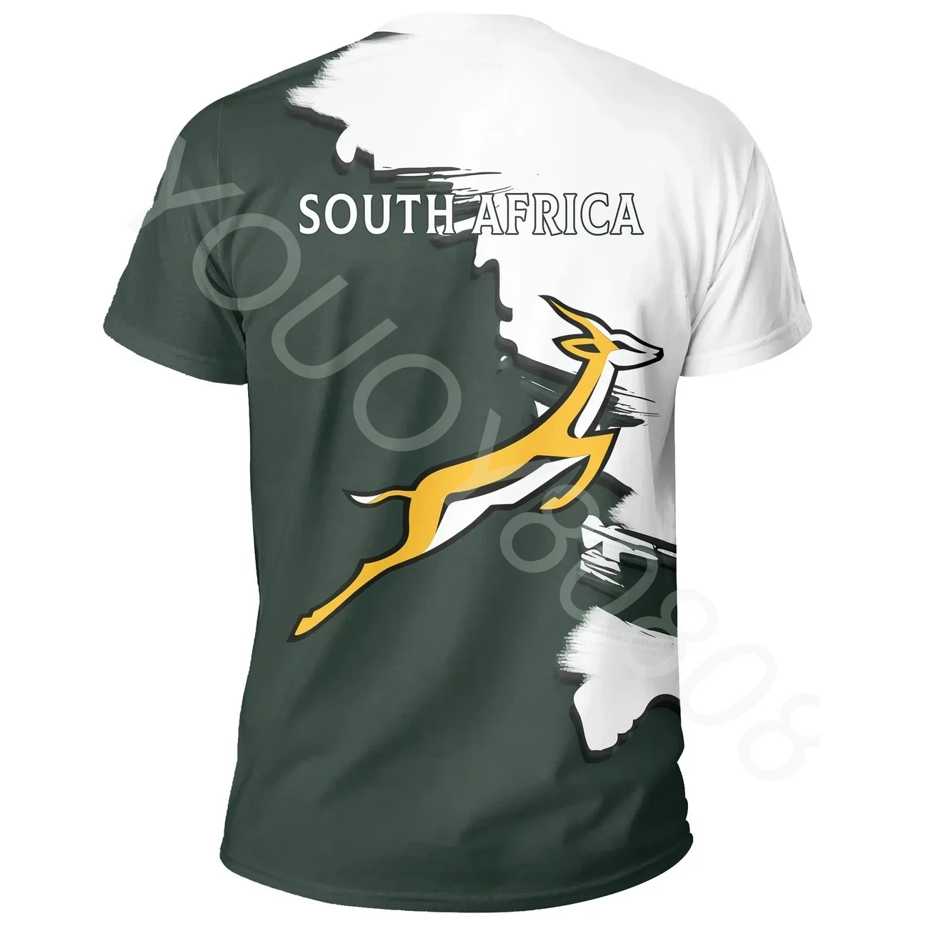 South African Springbok Unique T-Shirt Scratch Style Men\'s Clothing African Zone T-Shirt Casual Print Street Style