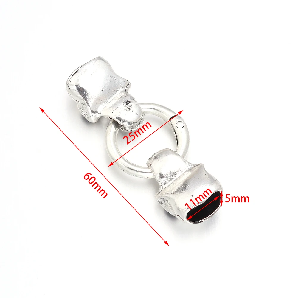 1 Pc Hole Skull Clasp Connetctor Skull Spring Link Buckle Bracelet  Ring 25x60mm for Leather Cord DIY Necklace Jewelry Making