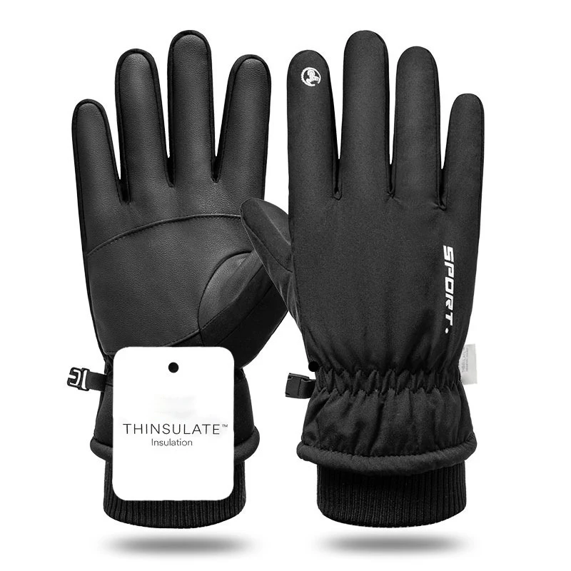 Men Winter Waterproof Gloves Sports Running Ski Touch Screen Fleece Gloves Non-slip Warm Fingers Motorcycle Cycling Gloves