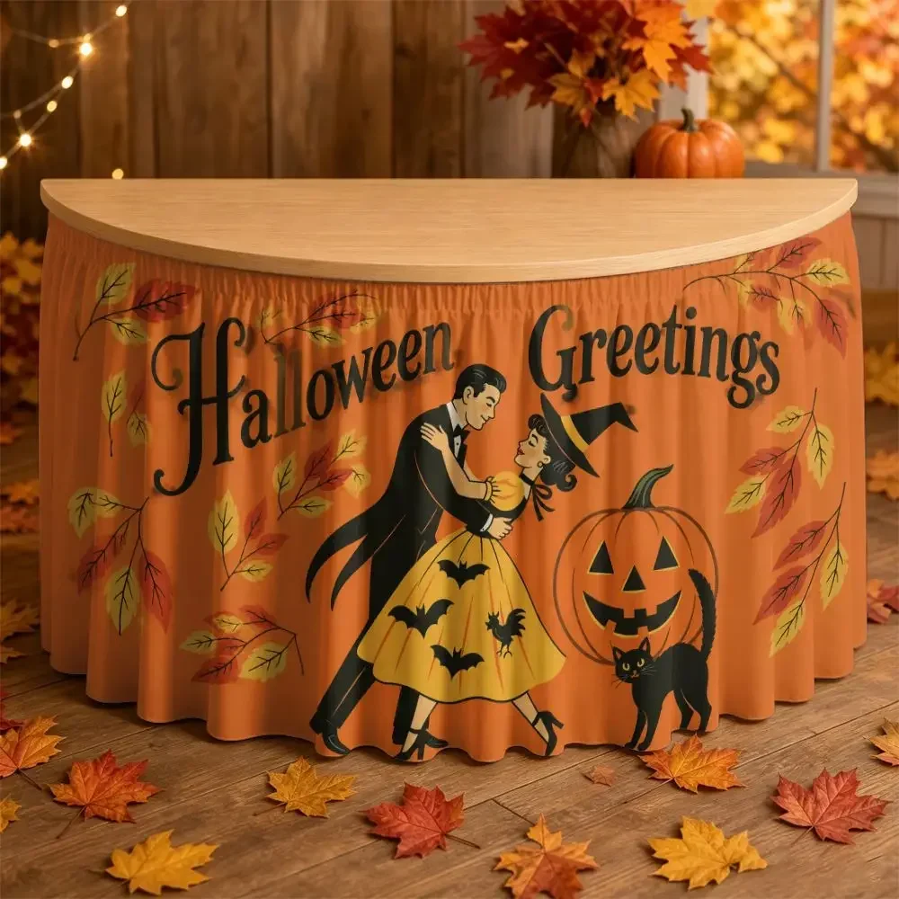 1 piece of Halloween tablecloth. Halloween greeting for couples dancing. Suitable for Halloween.xzj