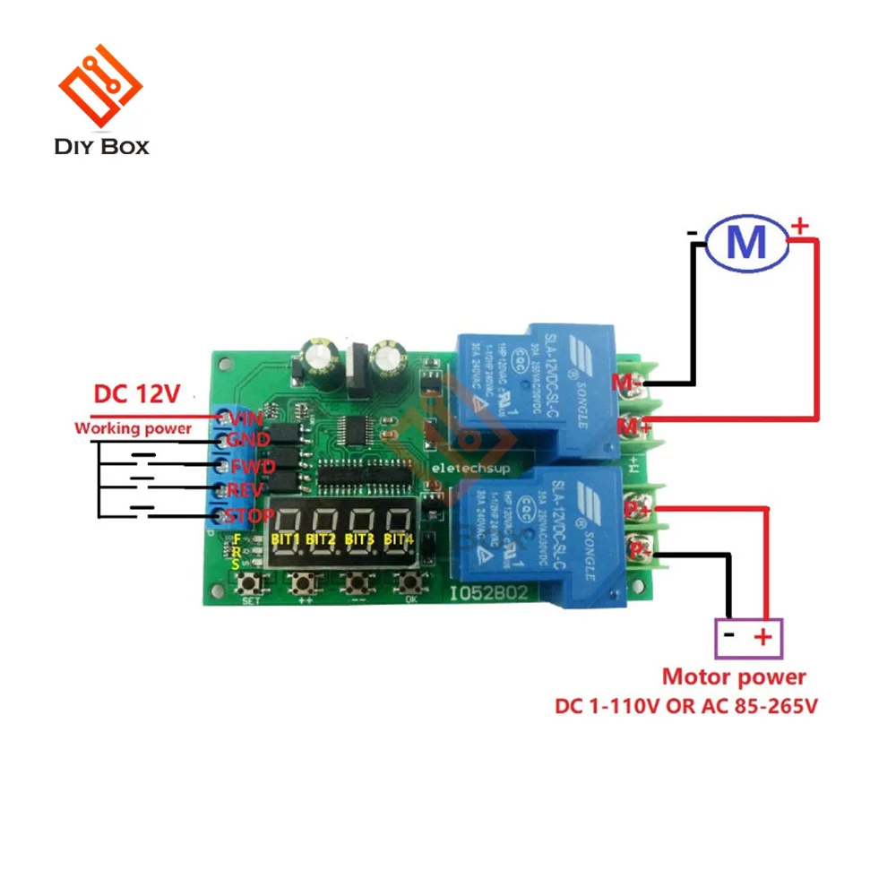 12V 30A Multifunction DC/AC Motor Controller Relay Board Forward Reverse Control Automatic Delay Cycle Start Stop Switch Module