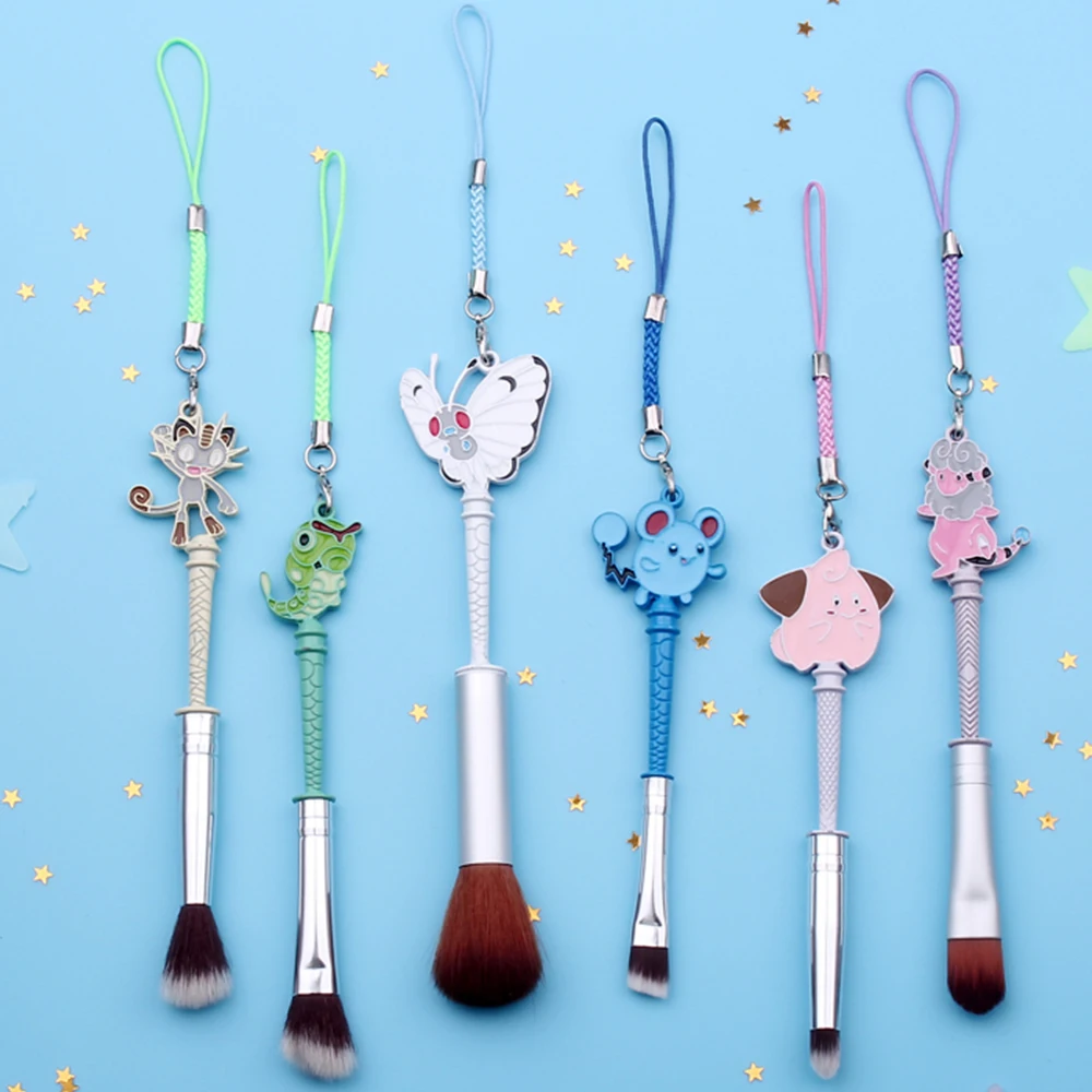 

6Pcs/Set Anime Pokémon Makeup Brush Kawaii Pokemon Portable Soft Concealer Brush Beauty Foundation for Women Jewelry Toy Gift