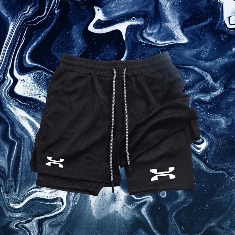 

Men's Beach Shorts Y2K Style Printed Sports Tight Shorts for Running Gym Casual 2-in-1 Mesh Training Activewear