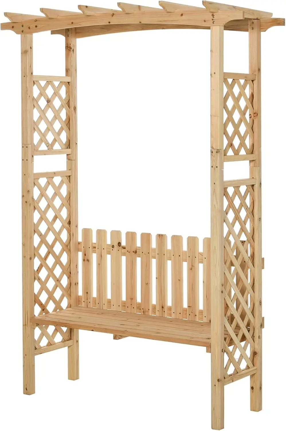 Garden Arbor for Climbing Plants with Garden Bench, Garden Arch to Grow Grapes & Vines, Patio Decor & 2-Person Outdoor Wood