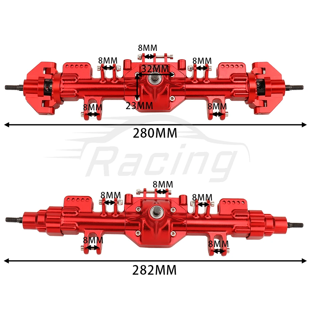 Stop aluminium przednie tylne osie ze stalowymi zębatkami dla RC 1/8 Losi LMT Monster Truck DIY zabawki zdalnie sterowane samochodu 1:8 części