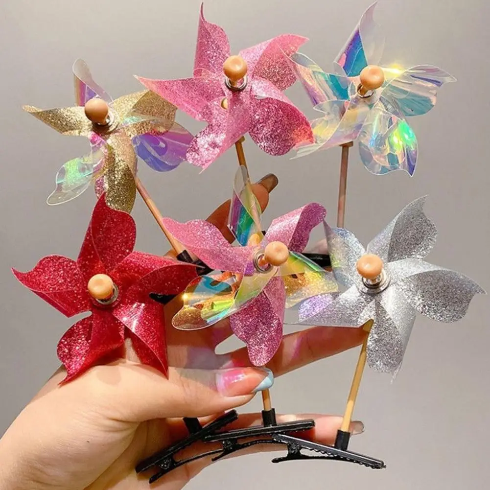 5/6/10/20Pcs Colorful Rotating Windmill Hairpins Girl Anti-slip Windmill Decor Hair Pin Decorative Lady Hairpin Hair Accessories