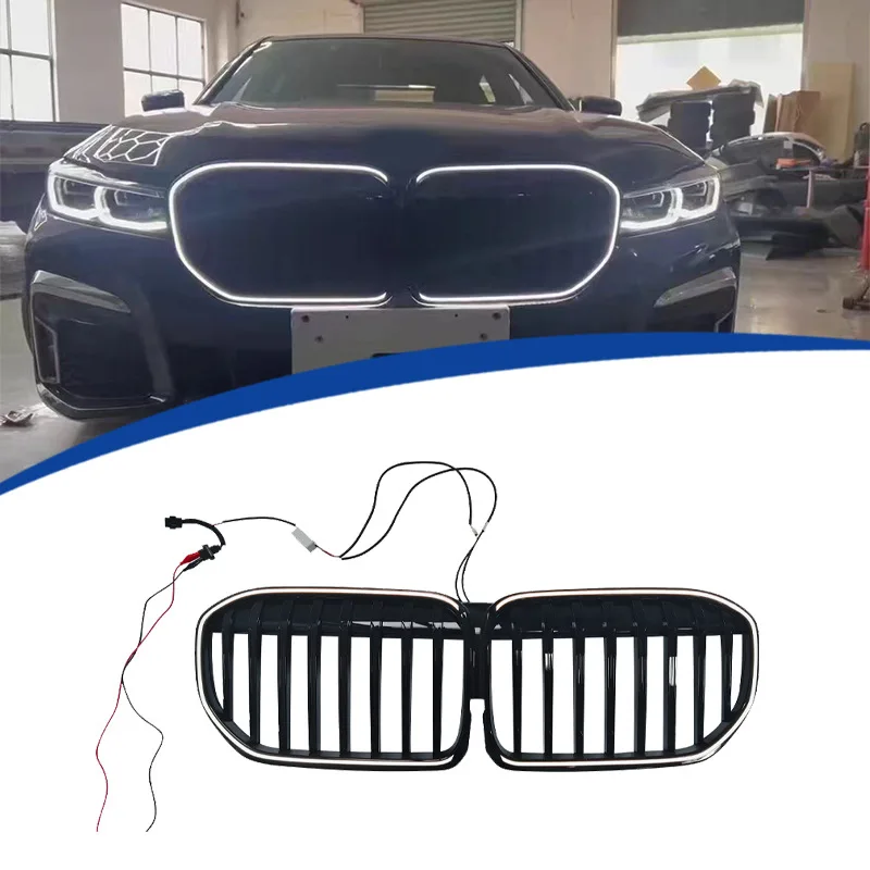 

Для BMW 7 серии G12 G11 740i 730i 760i 2019-2022 Передняя решетка почек Гоночная решетка Верхний бампер Капот Сетка со светодиодной подсветкой
