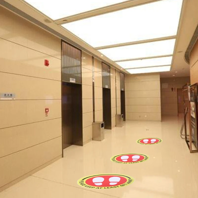 5Pcs/set Social Distancing Floor Sticker Chair Desk Table Notice for Restaurant Theater School Stadium Crowd Control