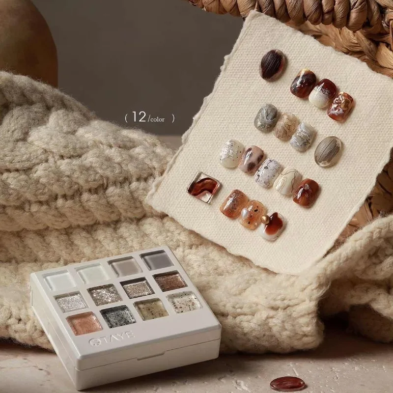 12 Grids Relief Texture Painting Patting Gel Nail Polish Amber Spring Summer Ins Style 3D Embossed Nail Art UV/LED Varnish Gel