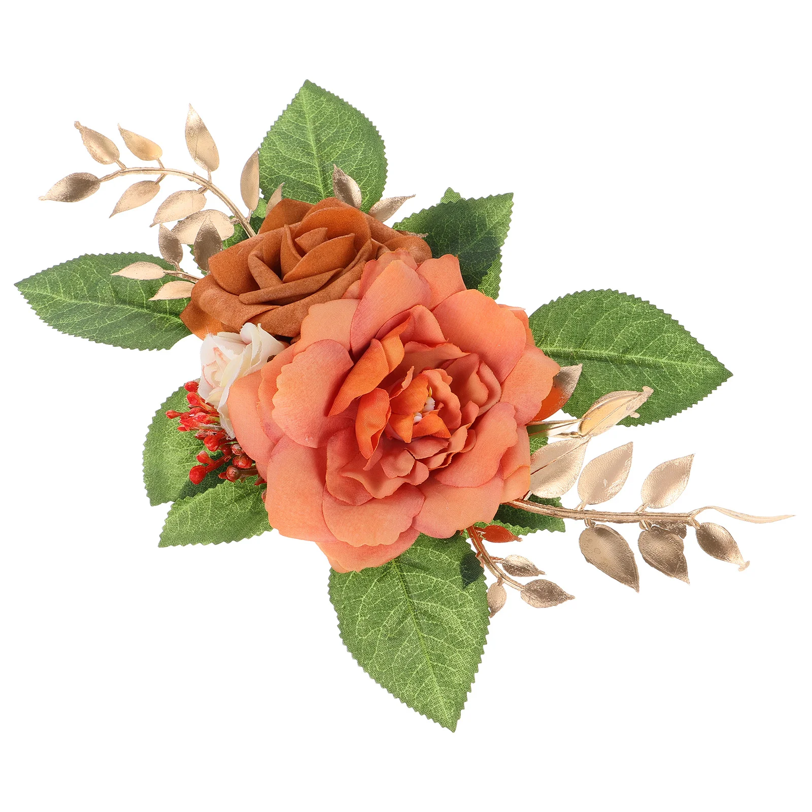 

Burnt Orange Real Touch Rose Flower Artificial Flowers PU Satin Fabric for Wedding Fall Party Table Centerpieces