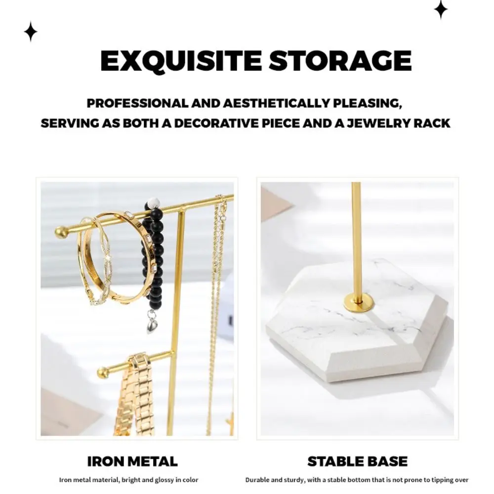 

T-Bar Design Jewelry Display Stand Stable Base Rotating Ring Storage Rack Metal Plated Jewelry Hanging Holder Retail Display