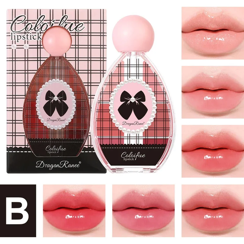 6-Farben-Kombination, Spiegel, Kristallgelee, Lipgloss, Make-up-Palette, feuchtigkeitsspendender Wasserglanz, Lippentönung mit Silikon-Lippenpinsel