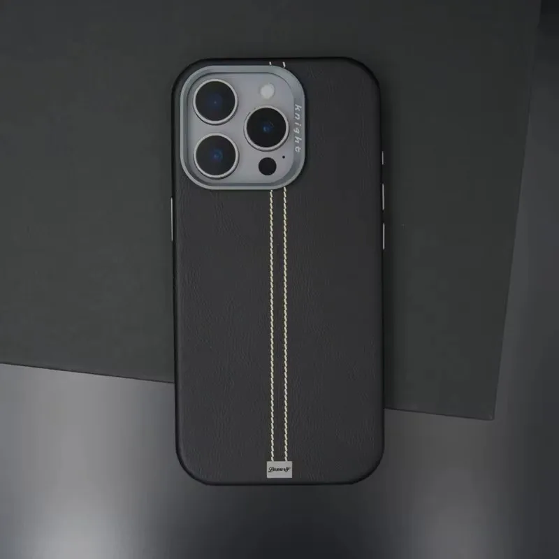 

Alloy Lens Magnetic PU Leather MagSafe Phone Case For iPhone 16 16pro max 15 14 Pro 13 Wireless Charging Matte Hard Armor Cover