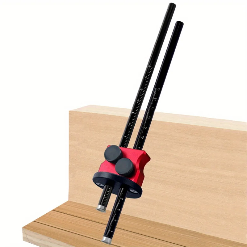 CMHI-Double Head Wheel Marking Gauge Parallel Line Drawing Tool Woodworking Marking Scriber Ruler W/Graduated Inch&Mm Scale