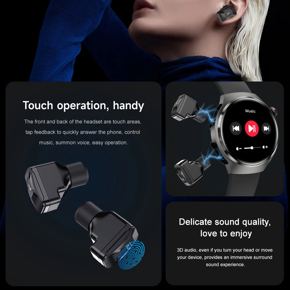 2025 جديد DK56 Smartwatch سماعة رأس بخاصية البلوتوث 2 في 1 NFC بوصلة SOS كشف معدل ضربات القلب متوافق مع Android IOS Smartwatch