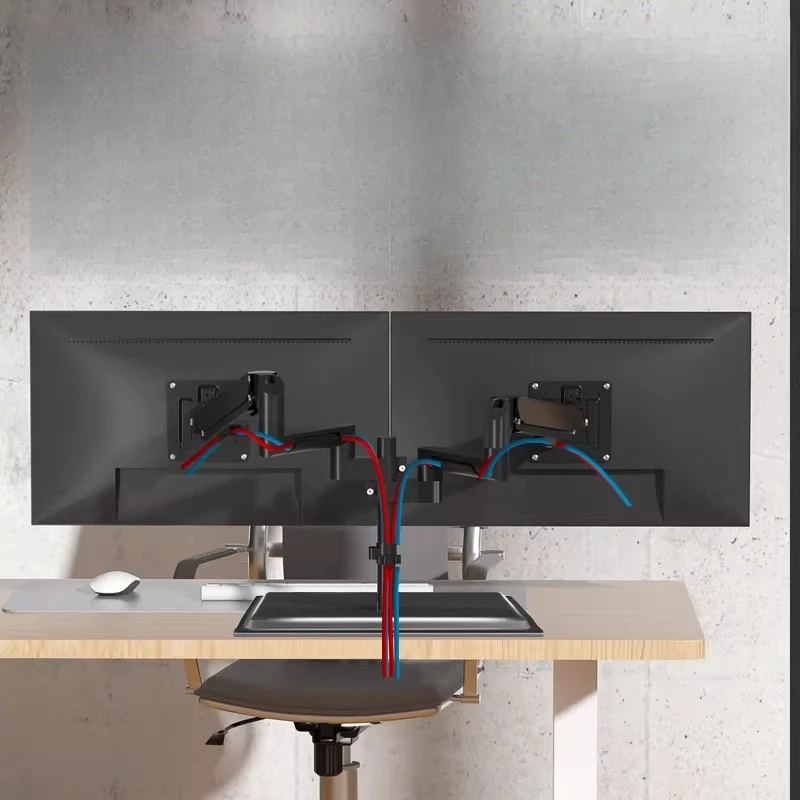 

Upper and lower dual-screen monitor desktop without punching holes and heightening base, robotic arm height adjustment bracket