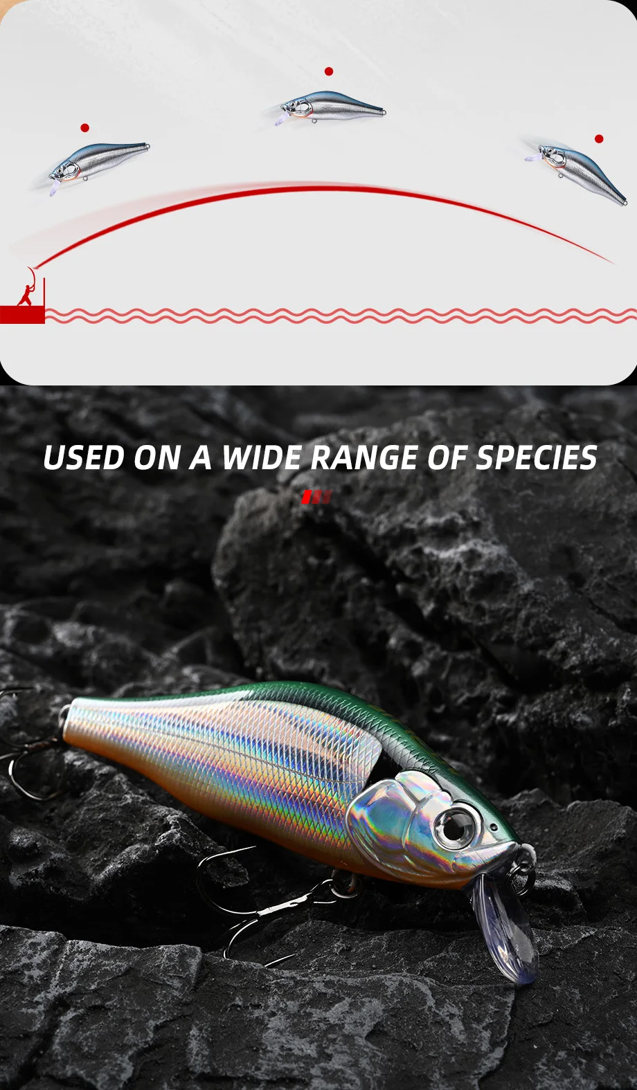ALLBLUE HUNCH 105SP SR Angelköder Shad 105 mm 28,5 g Suspend Wobbler Minnow 1–1,5 m künstlicher Hartplastikköder Bass Pike Tackle – Detail 5