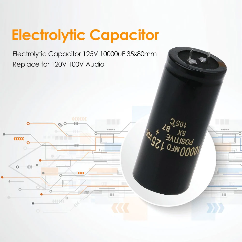 

Farad Capacitor 125V 10000uF Replace 120V 100V Audio Aluminum Electrolytic Filter Current Condenser 35x80mm for Amplifier